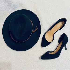 Classic Basic Black Pump High Heels Faux Suede 7.5